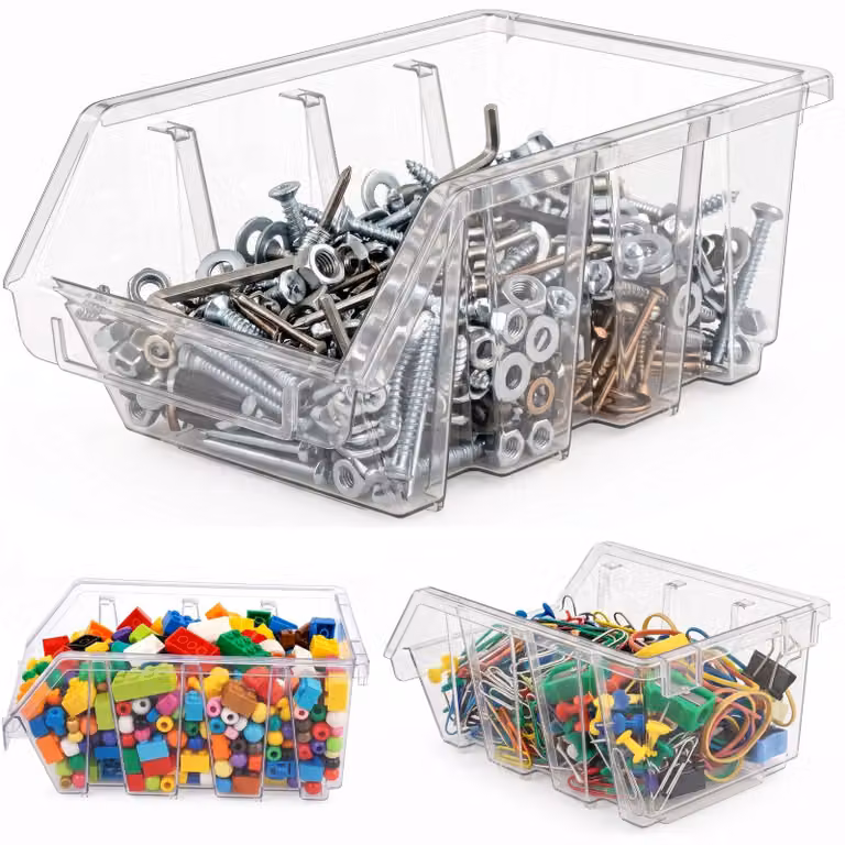 botle 30x Scatola per smistamento, scatola da magazzino, scatola impilabile, cassetta impilabile da officina, contenitore a vista, scatola trasparente 190x123x90 mm, scatola per smistamento, scatola in plastica, scatola da garage, scatola per attrezzi per