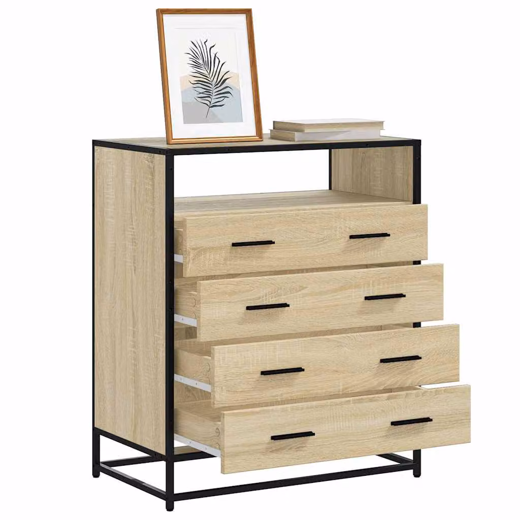 Cassettiera in stile industriale vidaXL in legno e metallo, colore beige e marrone, L 70 cm x P 41 cm x H 83,5 cm