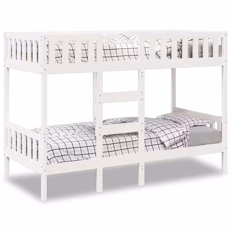 vidaXL Letto a Castello per Bambini in Legno Massello di Pino Bianco 90x190 cm