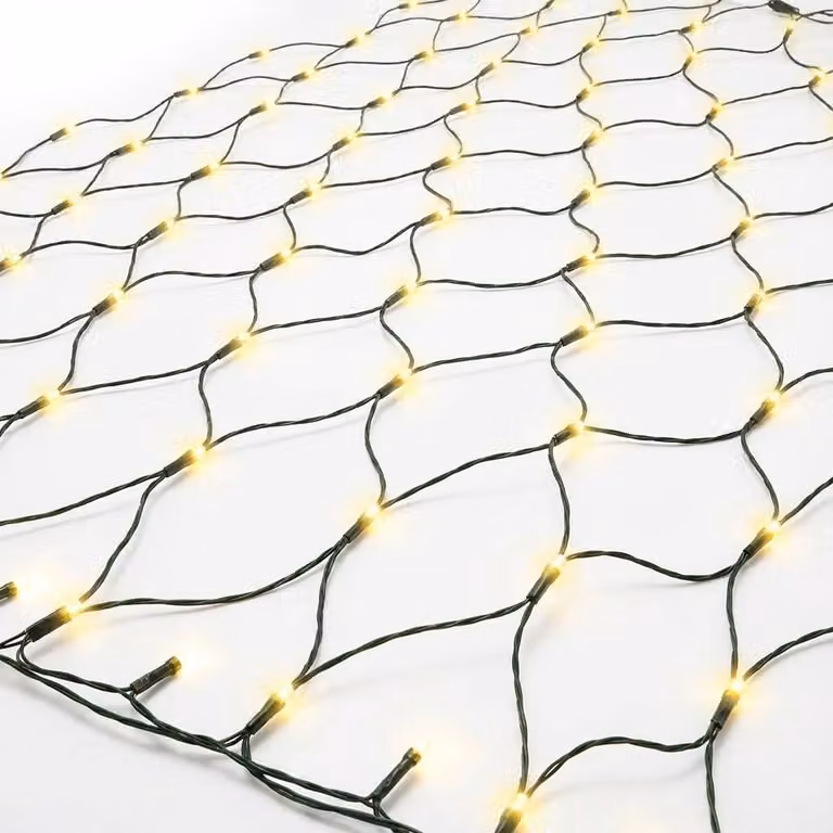 Rete luminosa a LED, dimensioni 3x3 metri, 200 LED bianco caldo, timer integrato, alimentazione a batteria