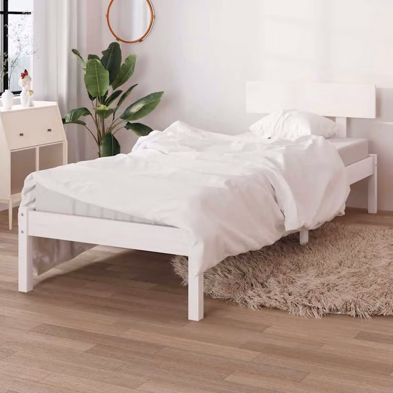 vidaXL Giroletto in legno massello di pino bianco con doghe fisse L/P: 200 x 90 cm