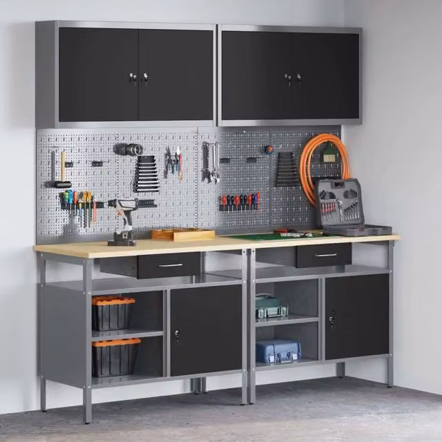 Set banco da lavoro 8 pz Nero e Grigio 3321494