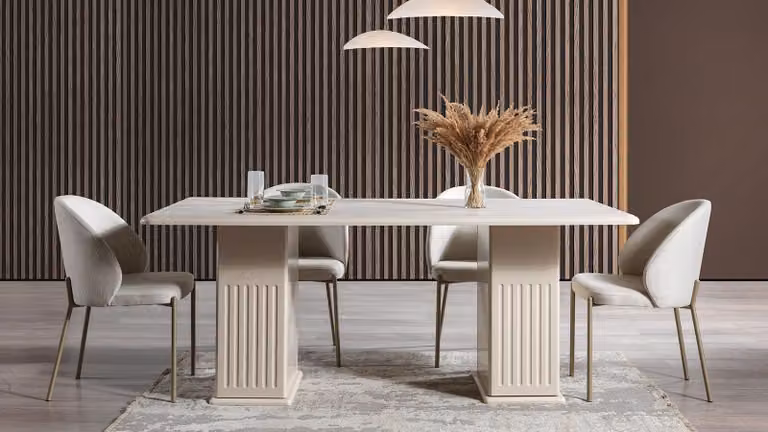 Tavolo da pranzo con 4 sedie, stile moderno, colore bianco, nuovo, pratico