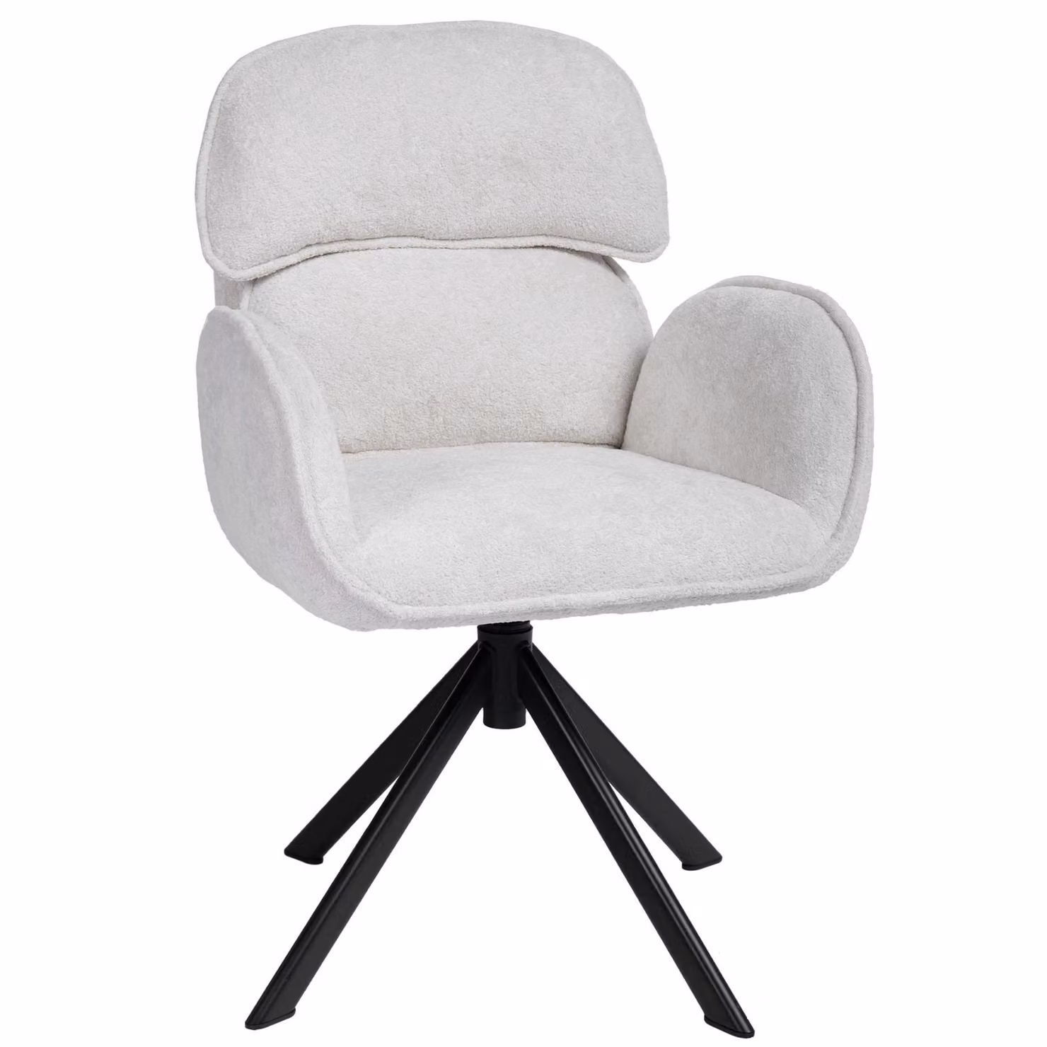 Sedie da pranzo girevoli a 360° in velluto teddy con braccioli e schienale diviso in due strati, colore bianco