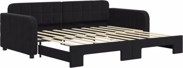 Divano letto | Sof¨¤ letto | Letto singolo Estraibile Nero 90x190 cm in Velluto