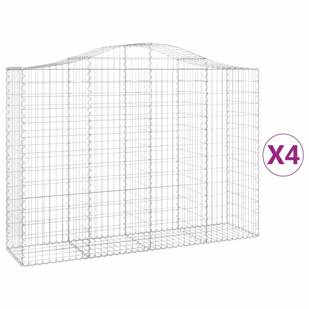 Cesti Gabbioni ad Arco 4 pz 200x50x140/160 cm Ferro Zincato
