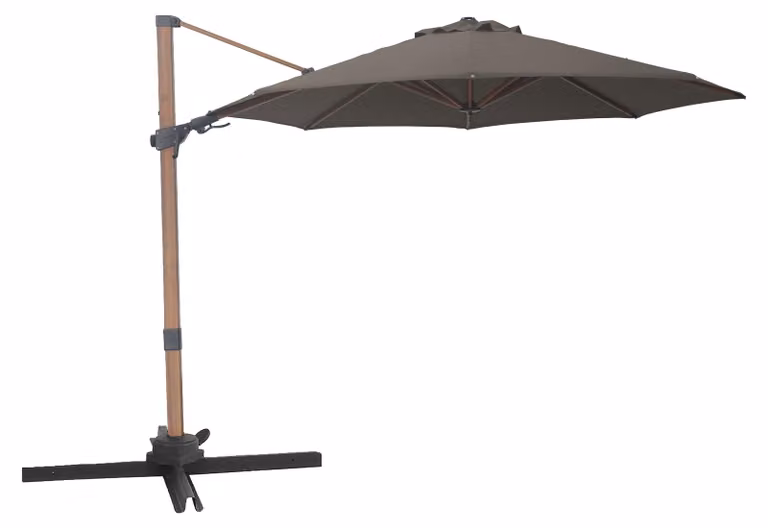 AXI Solis Ombrellone Decentrato Rotondo Ø 300 cm, Effetto Legno/Taupe | Per giardino / terrazza con struttura verniciata a polvere | Base a croce e