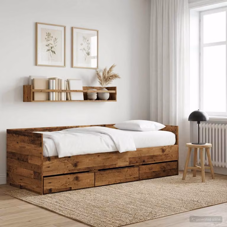 Daybed vidaXL con cassetto in legno ingegnerizzato, colore marrone, stile minimalista
