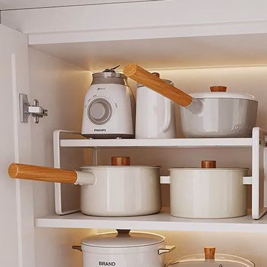 Unyqoos ® Ripiano per armadio da cucina con tappetino antiscivolo e organizer multifunzionale per la casa