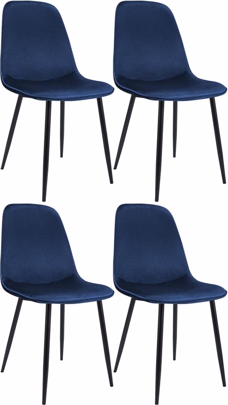 set di 4 sedie da pranzo in velluto - Sedie in velluto - Ottimo comfort di seduta - Metallo robusto