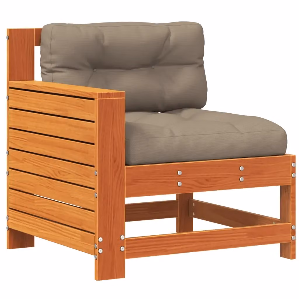 Divano da giardino Design Mania in legno di pino marrone con cuscini beige – 2