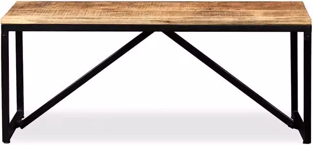 Panca in legno di mango e metallo stile industrial vidaXL, marrone, L: 110 cm, P: 35 cm, H: 45 cm