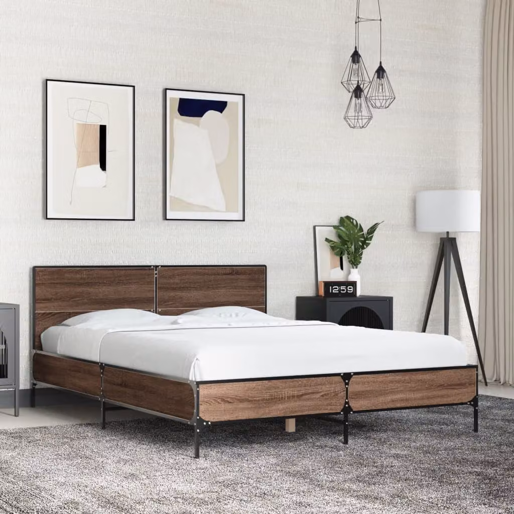 Giroletto vidaXL in legno e metallo color rovere marrone, L/P/H: 200 x 120 x 80 cm