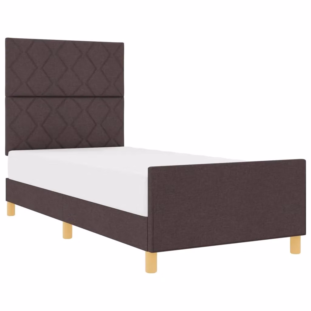 Struttura del letto moderna vidaXL in legno e tessuto marrone scuro L/P/H: 200 x 100 x 128 cm – 2