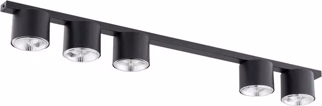 Plafoniera Moderna 5 Luci Faretti Aditya In Acciaio Nero