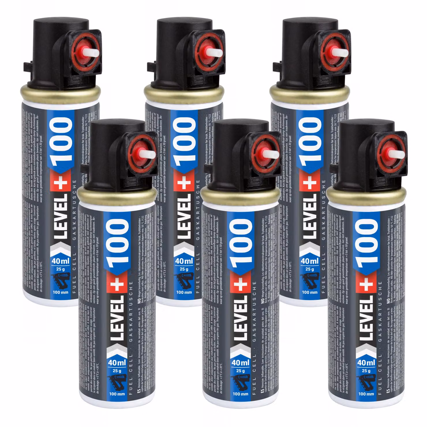 Cartuccia di ricambio LEVEL+ per chiodatrice, 6 pezzi, cartuccia da 100 mm, 40 ml, L+100