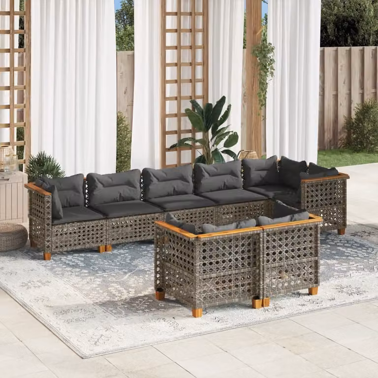 Maison Exclusive - Set da giardino 8 pezzi con cuscini grigio in polyrattan