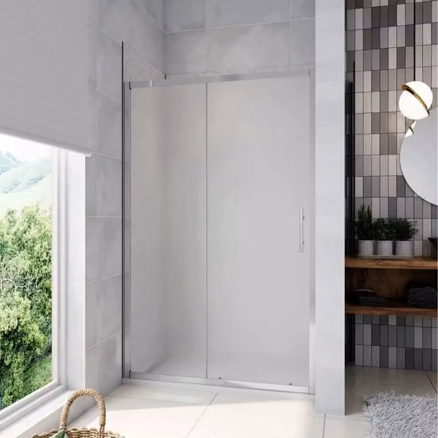 Porta Doccia per Nicchia Aica Italy con Anta Scorrevole e Ingresso Laterale in Vetro Temperato Satinato Opaco L: 120 cm, H: 185 cm