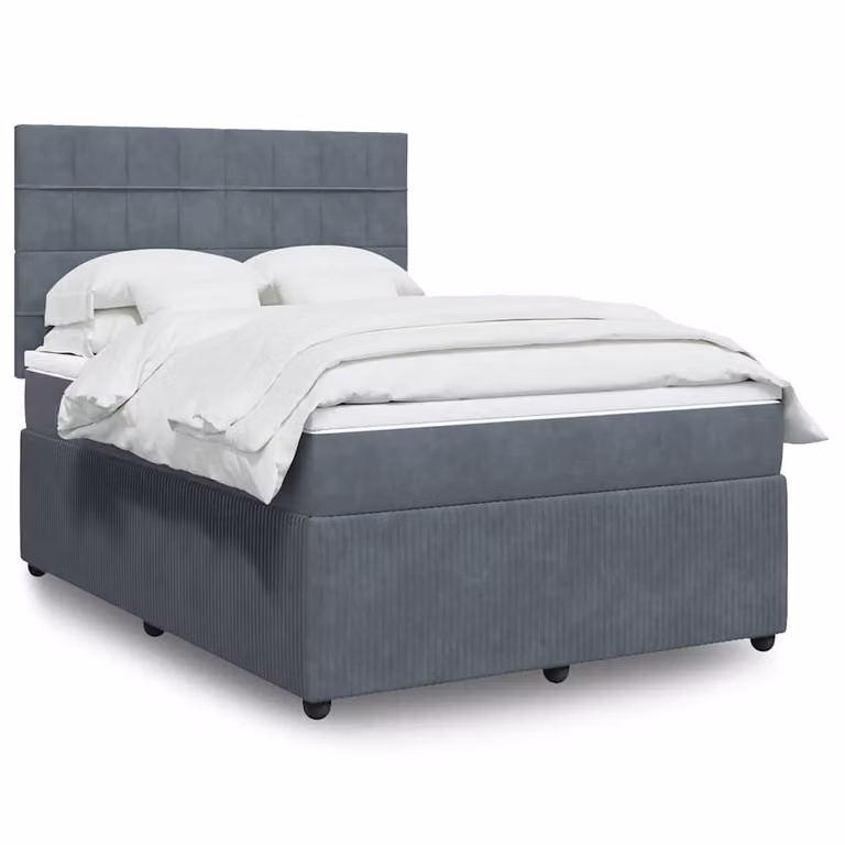 vidaXL Letto Ibrido Moderno in Velluto Grigio e Bianco con Struttura in Legno e Portata 140 x 200 cm