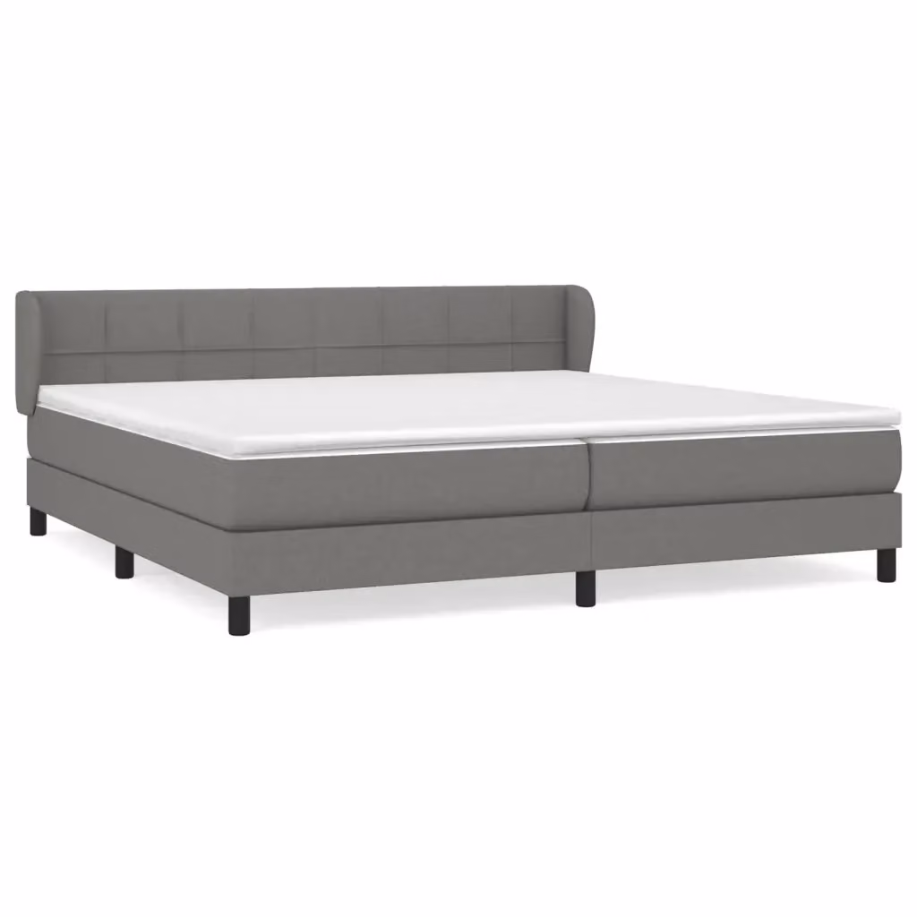 Letto Ibrido vidaXL con Materasso a Molle Grigio e Bianco L/P/H: 200 x 200 x 25 cm – 2