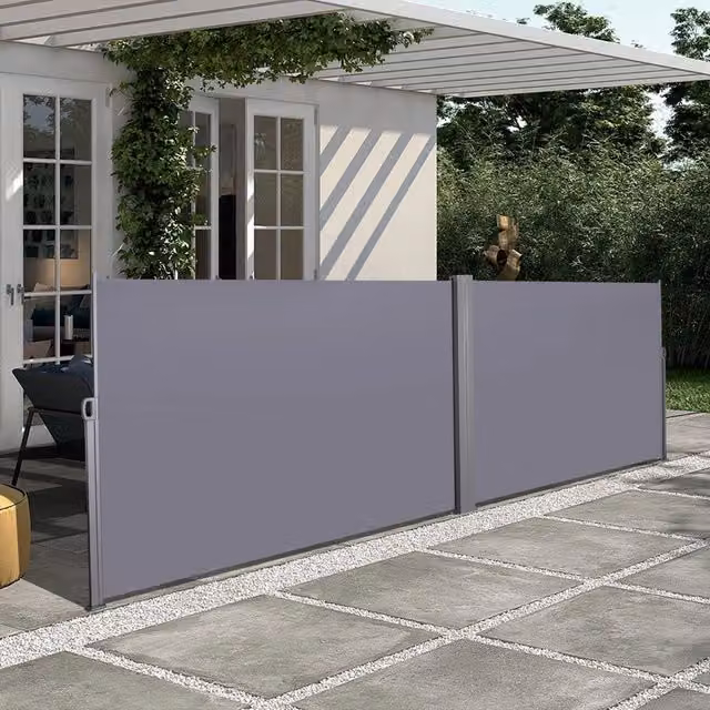 Tenda laterale estraibile ¨C Minimal ¨C grigio 200x600 cm per balcone giardino esterno impermeabile protezione solare