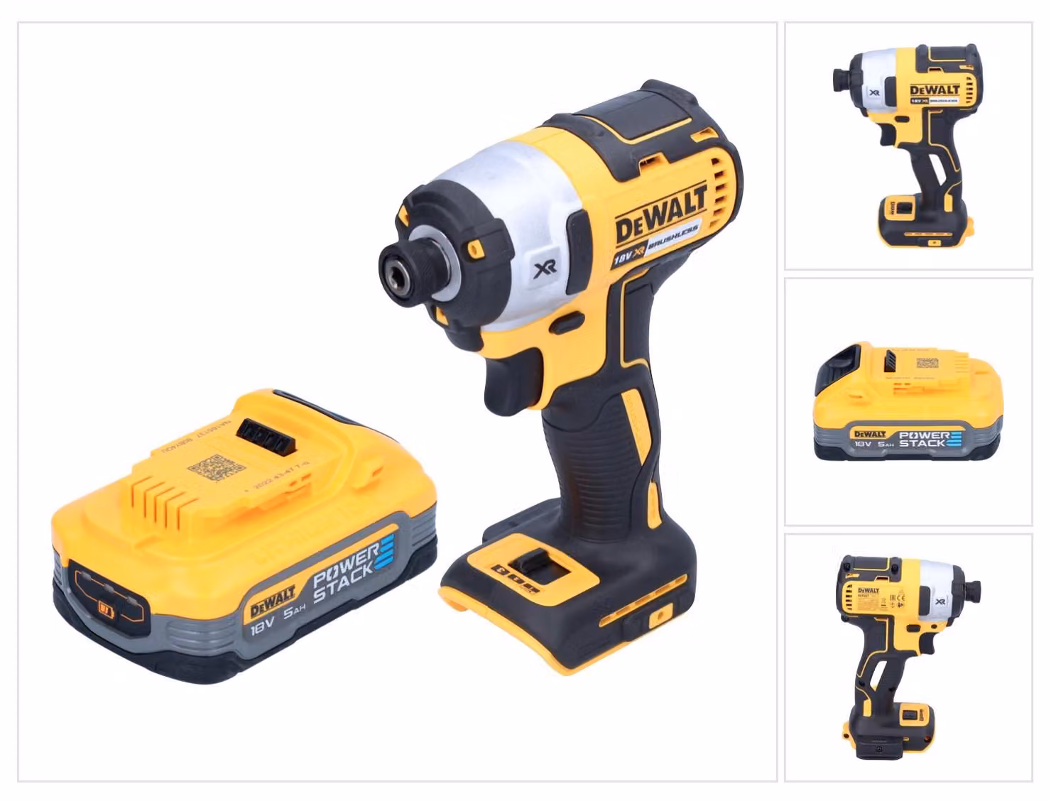 Avvitatore a impulsi a batteria DeWalt DCF 887 N 18 V 205 Nm 1/4" brushless + 1x batteria powerstack 5,0 Ah - senza caricabatterie