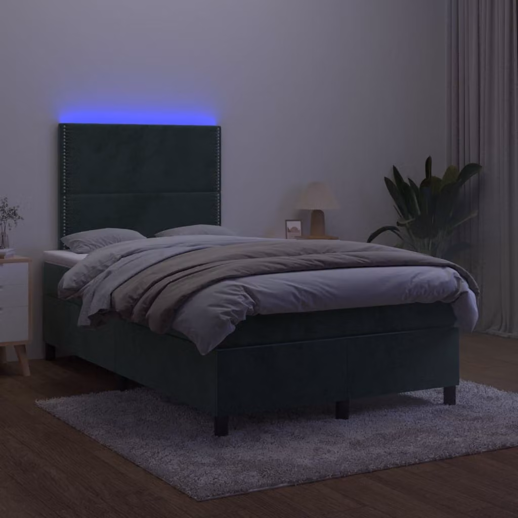 Maison Exclusive - Letto a Molle con Materasso e LED Verde Scuro 120x200cm Velluto