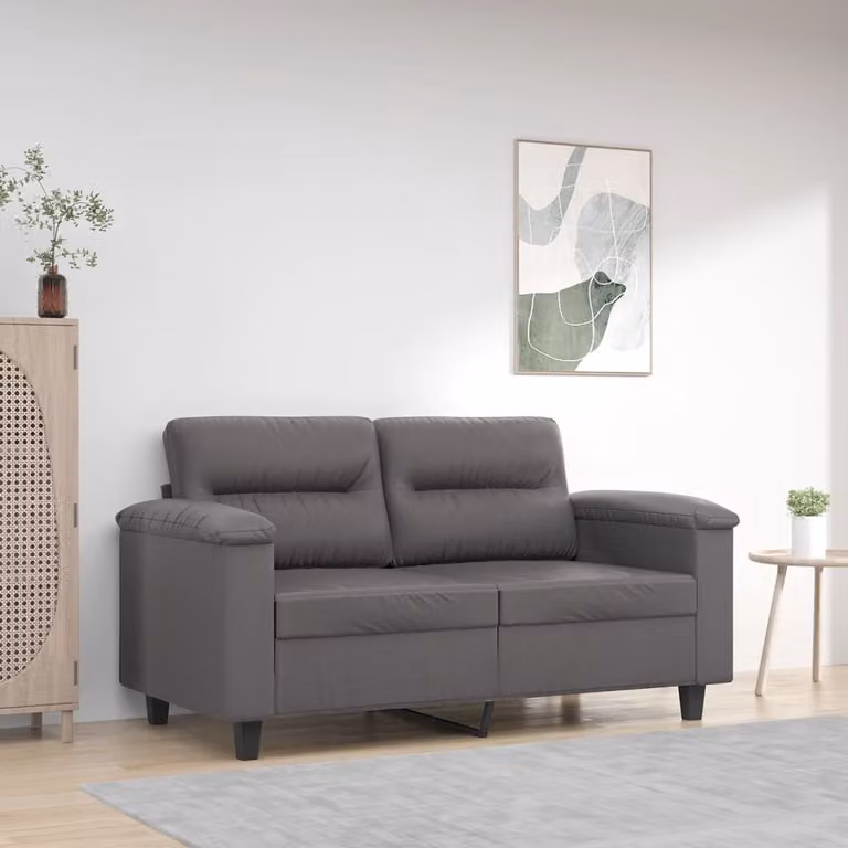 Divano a 2 posti moderno vidaXL in similpelle grigio con struttura in metallo per il tuo soggiorno