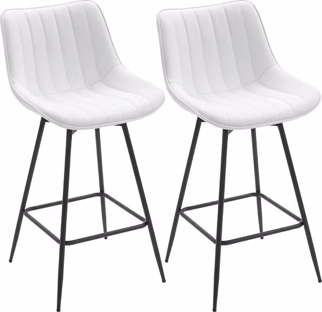 Set di 2 sgabelli da bar HOMCOM con schienale e poggiapiedi, sedie girevoli 360° in pelle sintetica, Bianco, L: 47 cm, P: 54.5 cm, H: 97.5 cm – 1