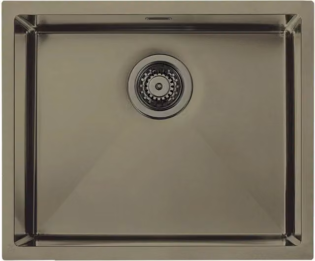 Lavello a una vasca IRIDE F3 in acciaio inox finitura Gun Metal, incasso slim sottotop o filotop, L: 57 cm, P: 45 cm, H: 19 cm