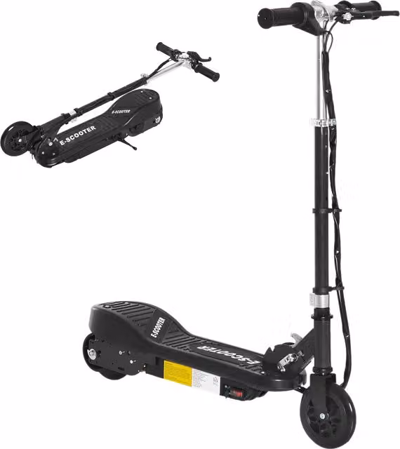 HOMCOM Monopattino Elettrico per Bambini Pieghevole 120W Velocità Max 12km/h Portata 50kg 74x36x73-91cm Nero Aosom