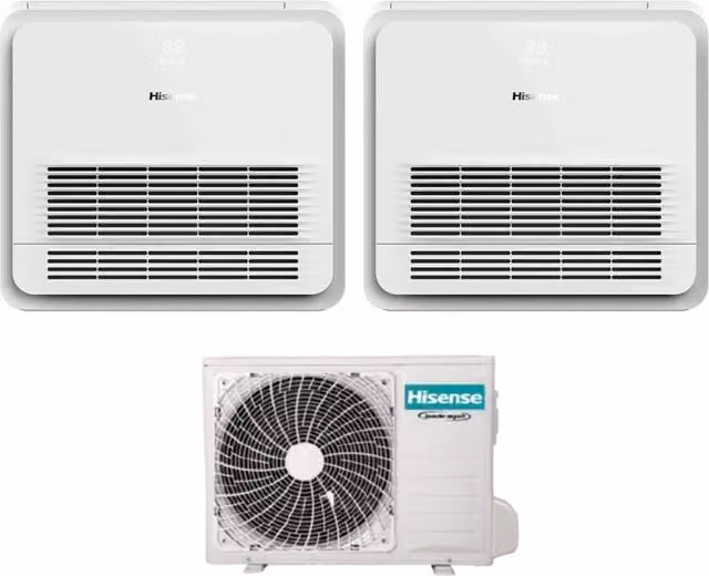 Climatizzatore Condizionatore Hisense Dual Split Console 9000+12000 2AMW42U4RGC R-32 Bianco con Wi-Fi e Telecomando