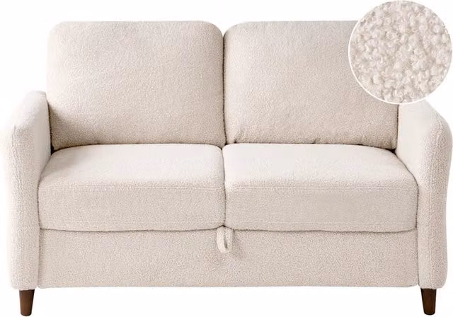 Divano a 2 posti rivestito in velluto a coste con poggiabraccia beige chiaro stile moderno soggiorno