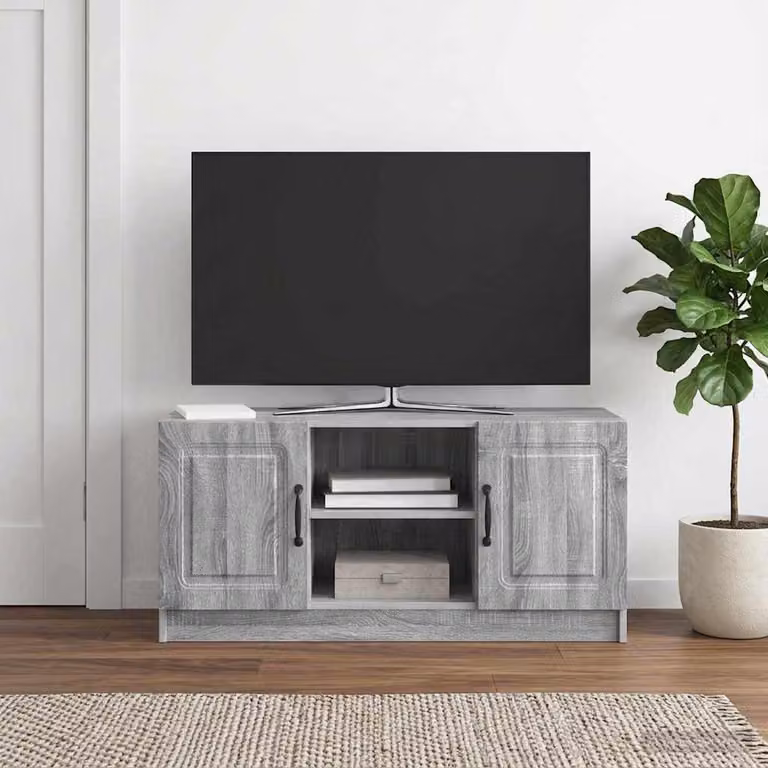 Mobile TV vidaXL moderno in legno ingegnerizzato grigio, L 102 x P 34,5 x H 47 cm