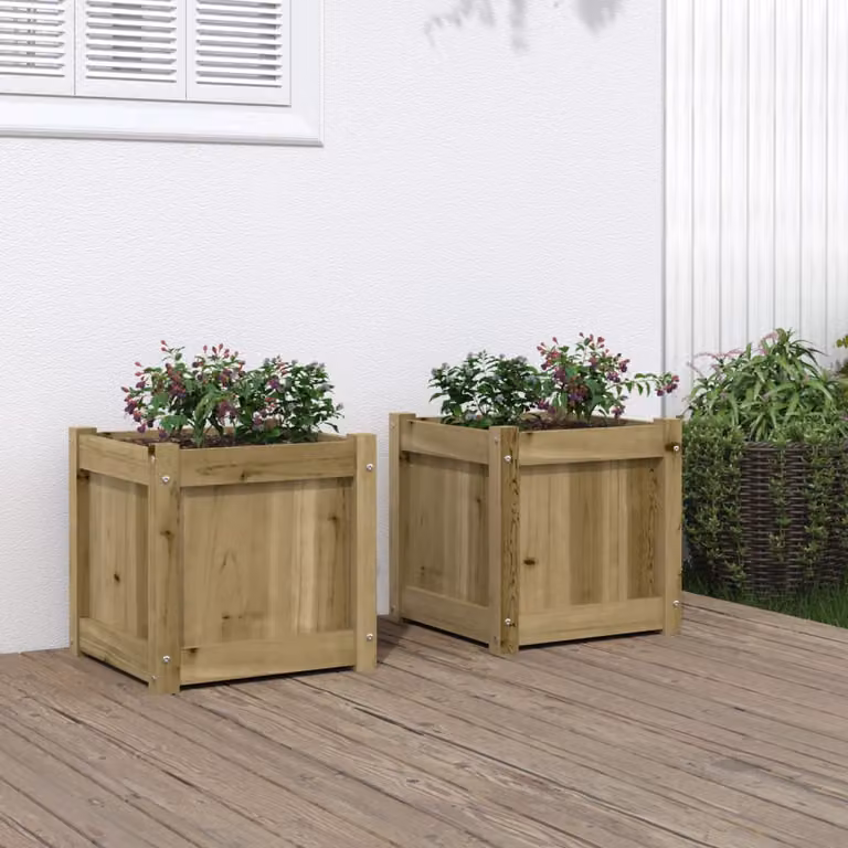 Set di 2 fioriere da giardino vidaXL in legno di pino impregnato marrone L/P/H: 40 x 40 x 40 cm