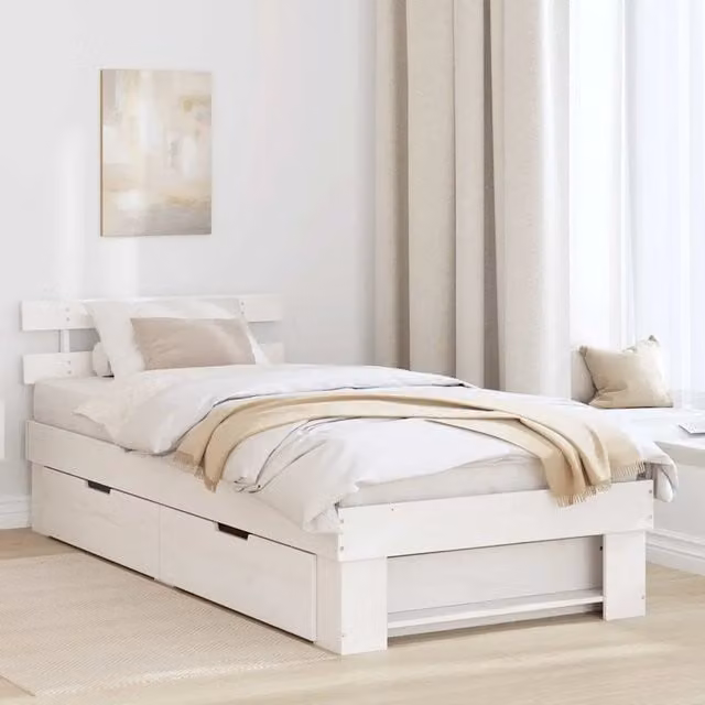 Struttura del letto Bianco 90 x 200 cm Pino massello 872543