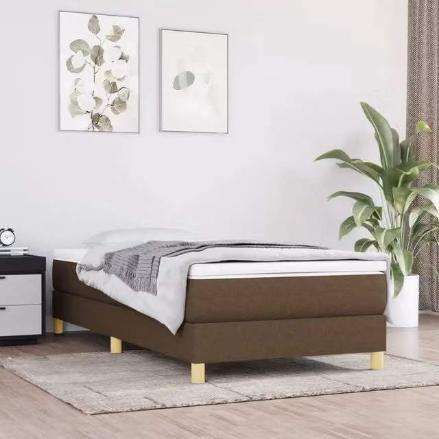 Letto Ibrido vidaXL con Giroletto a Molle e Materasso, Marrone e Bianco, L/P/H: 80 x 200 x 25 cm – 1