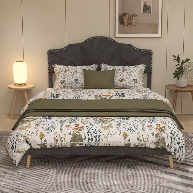 Letto imbottito con testiera ¨C Minimal ¨C grigio 160x200cm in tessuto