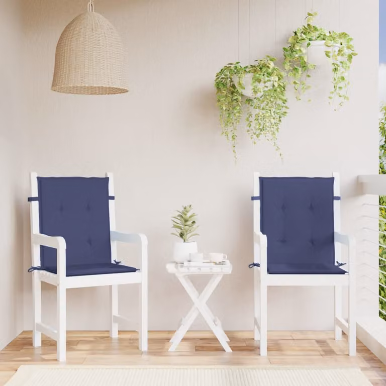 vidaXL Cuscini Sedia Schienale Basso 2 pz Blu Marino in Tessuto