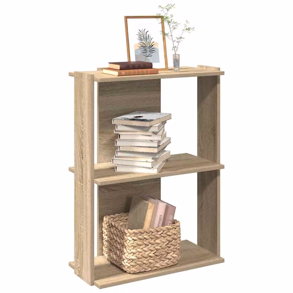 Libreria moderna vidaXL con 3 ripiani in legno marrone, L 60 cm x P 30 cm x H 80 cm