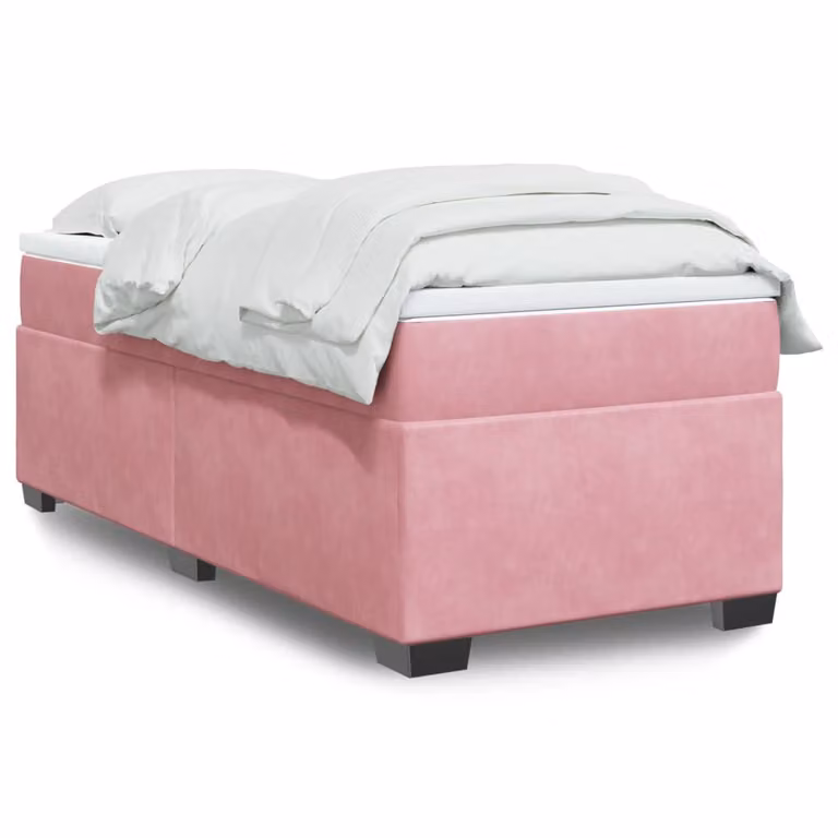 vidaXL Giroletto a Molle con Materasso Ibrido in Velluto Rosa e Bianco, L/P/H: 200 x 80 cm