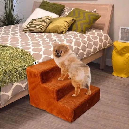 Scalini per cani NAMSAN arancioni con rivestimento in tessuto rimovibile e base antiscivolo L 42,5 x P 16,6 x H 11,5 cm