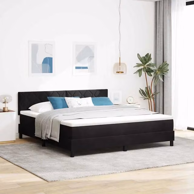 Letto a molle con illuminazione LED e testiera in velluto nero vidaXL L/P/H: 280 x 180 x 203 cm