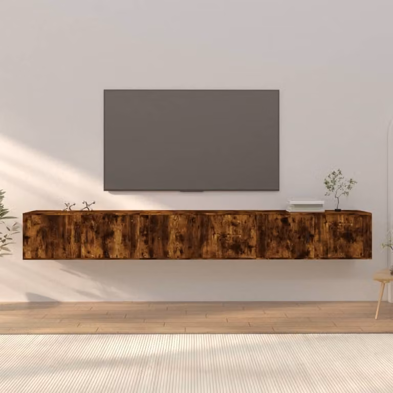 Set di 3 mobili porta TV da parete vidaXL in rovere fumo, L 100 cm x P 34,5 cm x H 40 cm
