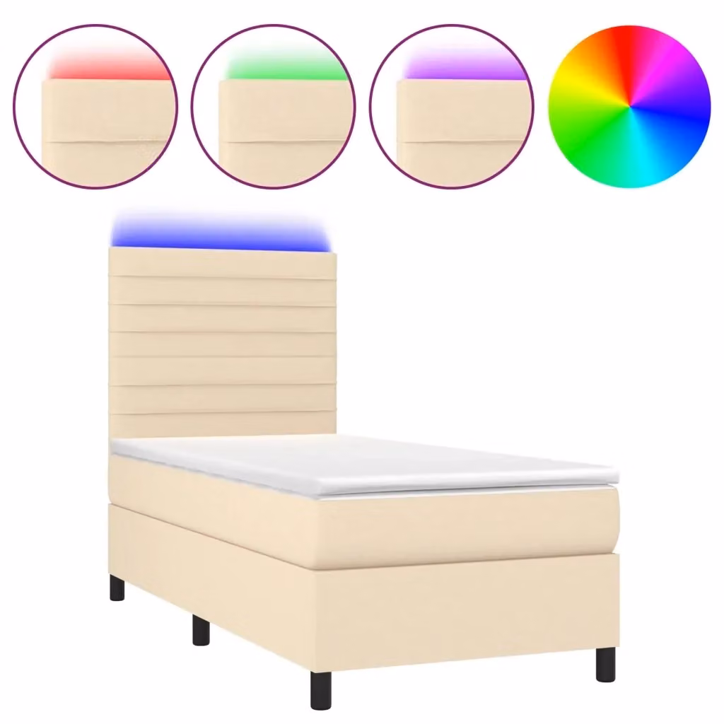 Letto Ibrido con Materasso vidaXL in Tessuto Beige con Illuminazione LED e Porta USB L/P/H: 100 x 200 x 203 cm – 2