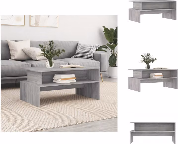 vidaXL Tavolino grigio Sonoma 90x55x42,5 cm in legno - Tavolini da caffè