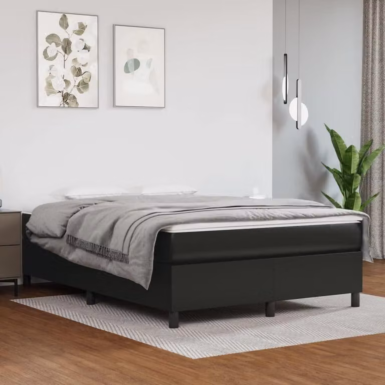 Struttura letto moderna nera, 140 x 190 cm, in ecopelle