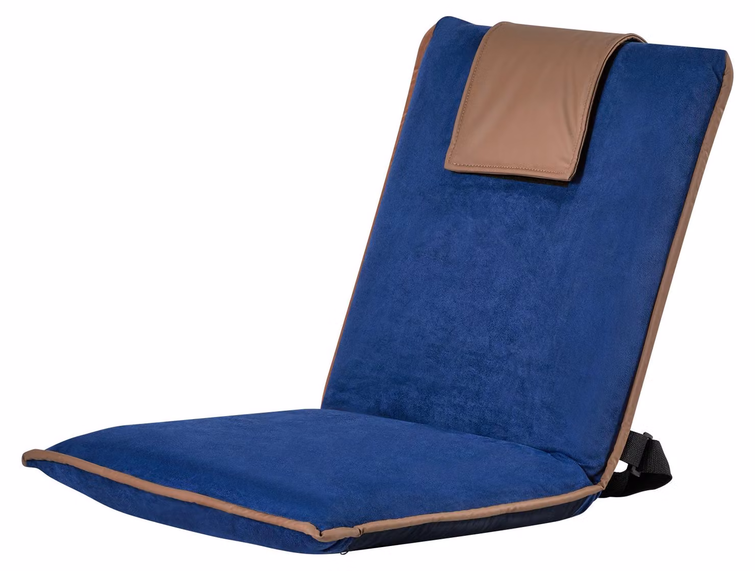 Poltrona da pavimento SucceBuy con schienale regolabile in 6 posizioni, poltrona relax con struttura in metallo, imbottitura in schiuma e rivestimento in pelle scamosciata, ideale per leggere e rilassarsi, blu scuro