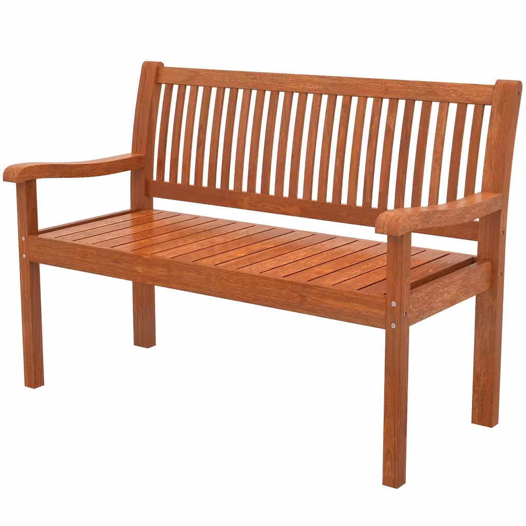 Panchina da giardino Minimal in legno di pino marrone con braccioli L/P/H: 125 x 62 x 90 cm – 2