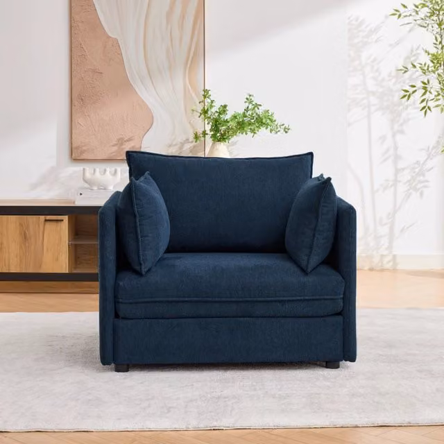 Divano singolo moderno in velluto egiziano con pouf contenitore – design modulare per spazi ridotti